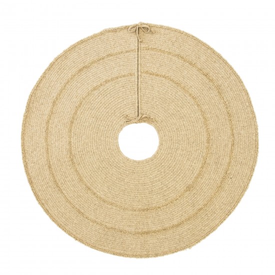 Cozy Natural Wool Stripe Holiday Tree Skirt - Beige 50” x 50”