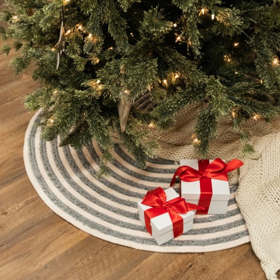 Cozy Wool Shag Holiday Tree Skirt - Gray 50” x 50”