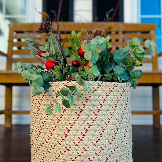 Dasher Woven Holiday Basket - Natural Multi 12"x12"x10"