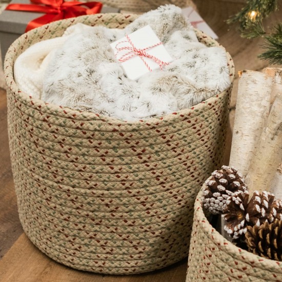 Dasher Woven Holiday Basket - Natural Multi 12"x12"x10"