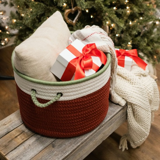 Donner Accent Stripe Christmas Basket - Sleigh Red 16"x16"x12"