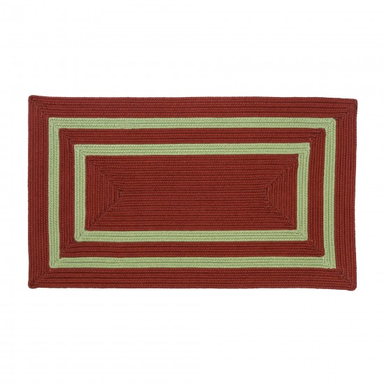 Double Border Christmas Rug - Red/Green 22" x 34"