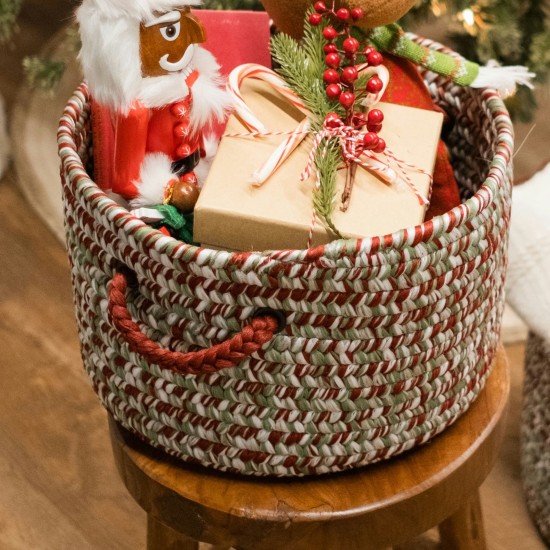 Holiday Tweed Braided Basket  - Holiday Blend 12"x12"x8"
