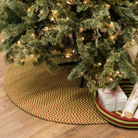 Holiday-Vibes Under Tree Reversible Round Rug - Chevron Vibe 45” x 45”