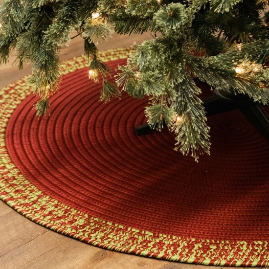 Holiday-Vibes Under Tree Reversible Round Rug - Border Vibe 35” x 35”