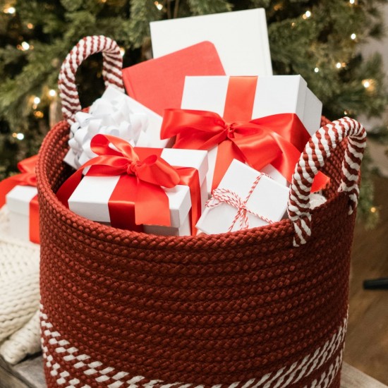 Jolly Holiday Floor Basket - Red Twist 16"x16"x14"