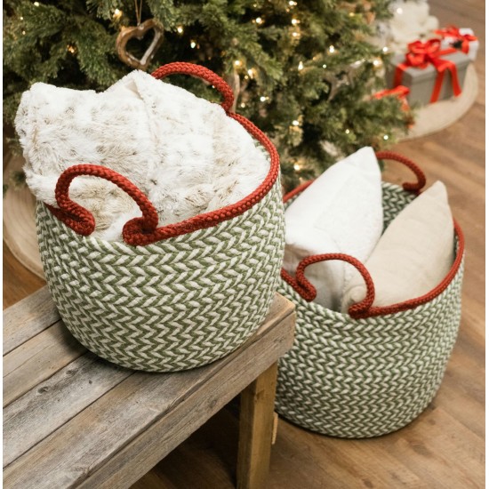 Kringle Christmas Floor Basket - Wreath Green 14"x14"x12"