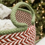 Kringle Christmas Floor Basket - Candycane Red 14"x14"x12"