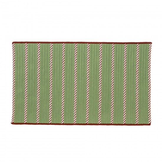 Naughty Elf Stripe Christmas Rug - Green 22" x 34"