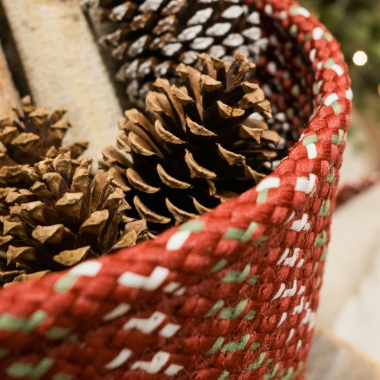 Sleighbells Woven Holiday Basket - Red Multi 12"x12"x10"