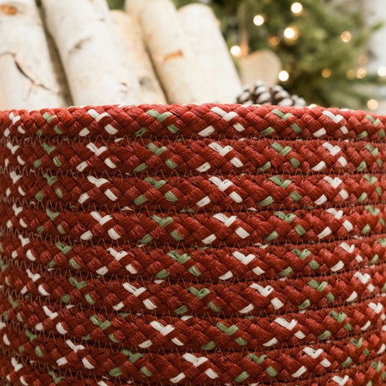 Sleighbells Woven Holiday Basket - Red Multi 16"x16"x14"