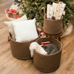 Twisted Christmas Woven Basket - Green/Red 12"x12"x10"