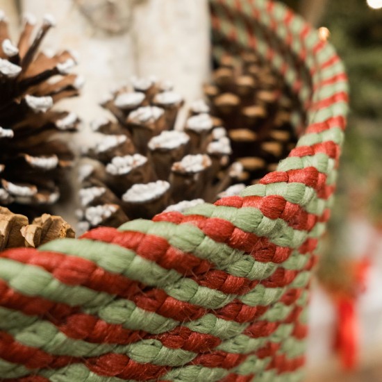 Twisted Christmas Woven Basket - Green/Red 16"x16"x14"