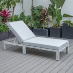 LeisureMod Chelsea Outdoor Grey Chaise Lounge Chair With Cushions, Light Grey