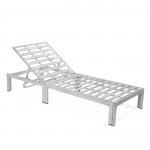 LeisureMod Chelsea Outdoor Grey Chaise Lounge Chair w/Cushions Set of 2, Blue