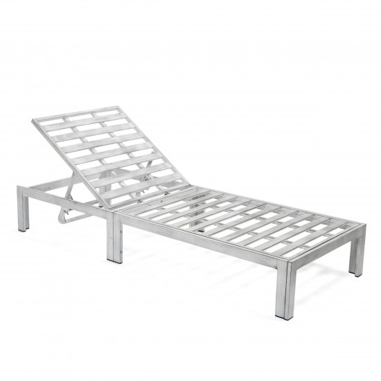 LeisureMod Chelsea Outdoor Grey Chaise Lounge Chair w/Cushions Set of 2, Blue
