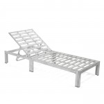 LeisureMod Chelsea Outdoor Chaise Lounge Chair w/Cushions Set of 2, Light Grey