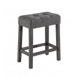 Lux Gray 3 Piece Counter Height 36" Pub Table Set with Tufted Gray Linen Stools