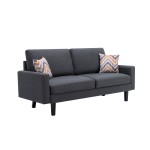 Bahamas Dark Gray Linen Sofa with 2 Throw Pillows