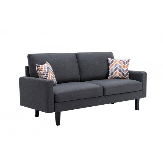 Bahamas Dark Gray Linen Sofa with 2 Throw Pillows