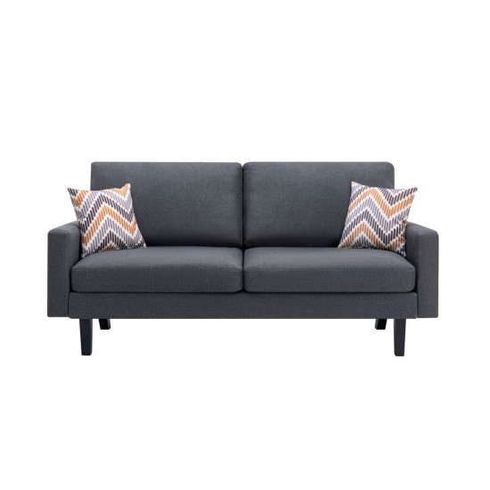 Bahamas Dark Gray Linen Sofa with 2 Throw Pillows