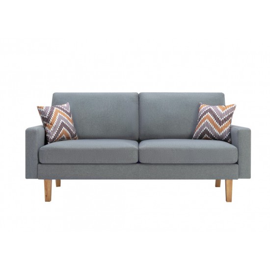 Bahamas Gray Linen Sofa with 2 Throw Pillows