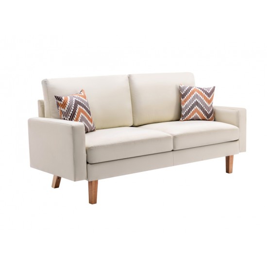 Bahamas Beige Linen Sofa with 2 Throw Pillows