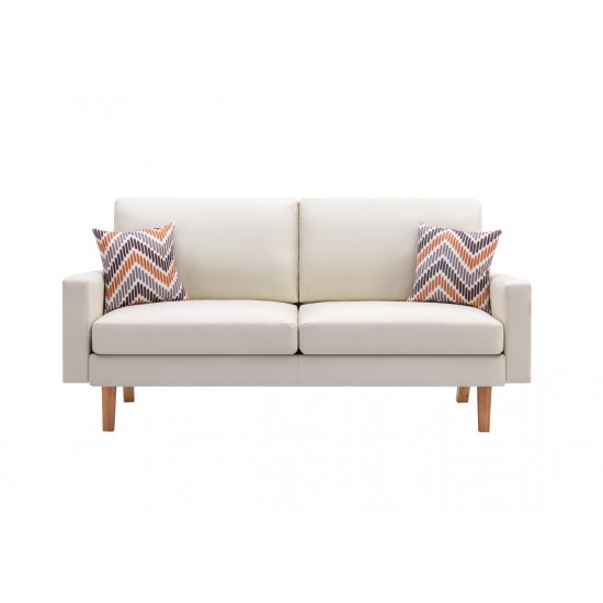 Bahamas Beige Linen Sofa with 2 Throw Pillows