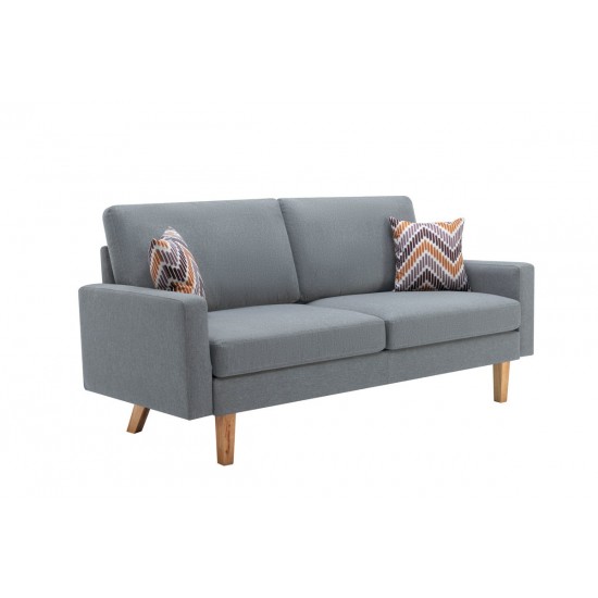 Bahamas Gray Linen Sofa and Chair Set with 2 Throw Pillows
