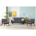 Bahamas Dark Gray Linen Sofa and 2 Chairs with 2 Throw Pillows