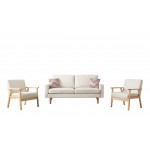 Bahamas Beige Linen Sofa and 2 Chairs with 2 Throw Pillows