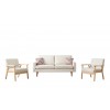 Bahamas Beige Linen Sofa and 2 Chairs with 2 Throw Pillows