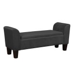 Mila Black Velvet Ottoman Bench with Storage