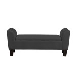 Mila Black Velvet Ottoman Bench with Storage