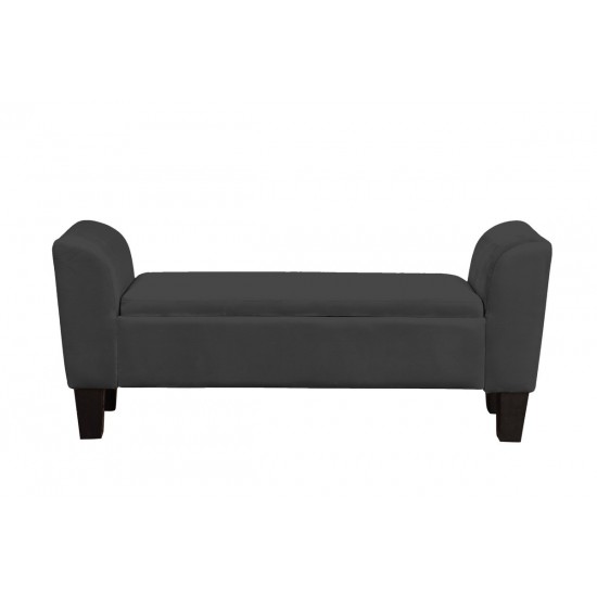 Mila Black Velvet Ottoman Bench with Storage