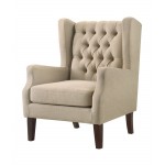 Irwin Beige Linen Button Tufted Wingback Chair