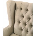 Irwin Beige Linen Button Tufted Wingback Chair