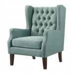 Irwin Teal Linen Button Tufted Wingback Chair