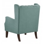 Irwin Teal Linen Button Tufted Wingback Chair