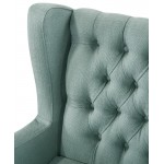 Irwin Teal Linen Button Tufted Wingback Chair