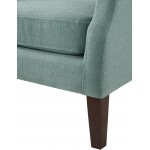 Irwin Teal Linen Button Tufted Wingback Chair