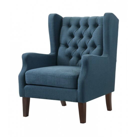 Irwin Blue Linen Button Tufted Wingback Chair