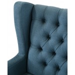 Irwin Blue Linen Button Tufted Wingback Chair