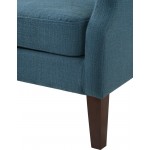 Irwin Blue Linen Button Tufted Wingback Chair