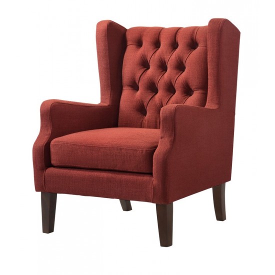 Irwin Red Linen Button Tufted Wingback Chair