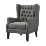 Irwin Gray Linen Button Tufted Wingback Chair