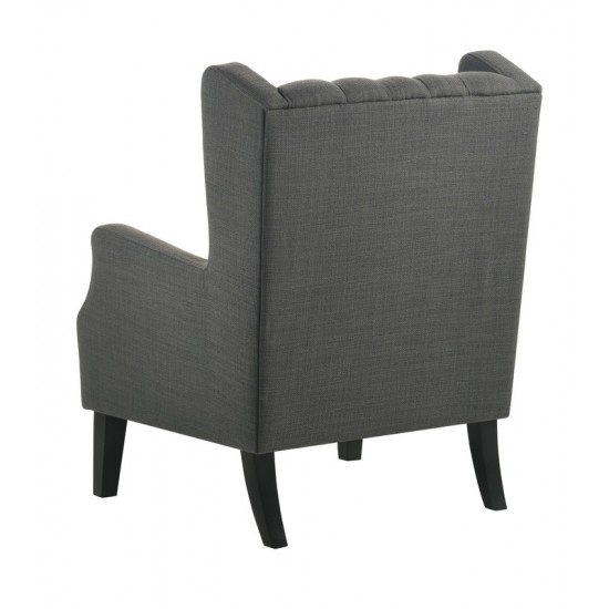 Irwin Gray Linen Button Tufted Wingback Chair