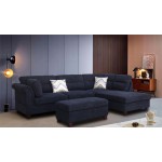 Diego Black Fabric Sectional Sofa, Storage Ottoman, and 2 Accent Pillows