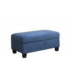 Diego Blue Fabric Sectional Sofa, Storage Ottoman, and 2 Accent Pillows