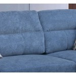 Diego Blue Fabric Sectional Sofa, Storage Ottoman, and 2 Accent Pillows